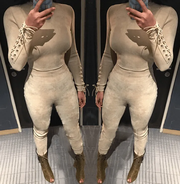 SUEDE FITTED JUMPSUIT