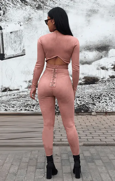 SUEDE FITTED JUMPSUIT