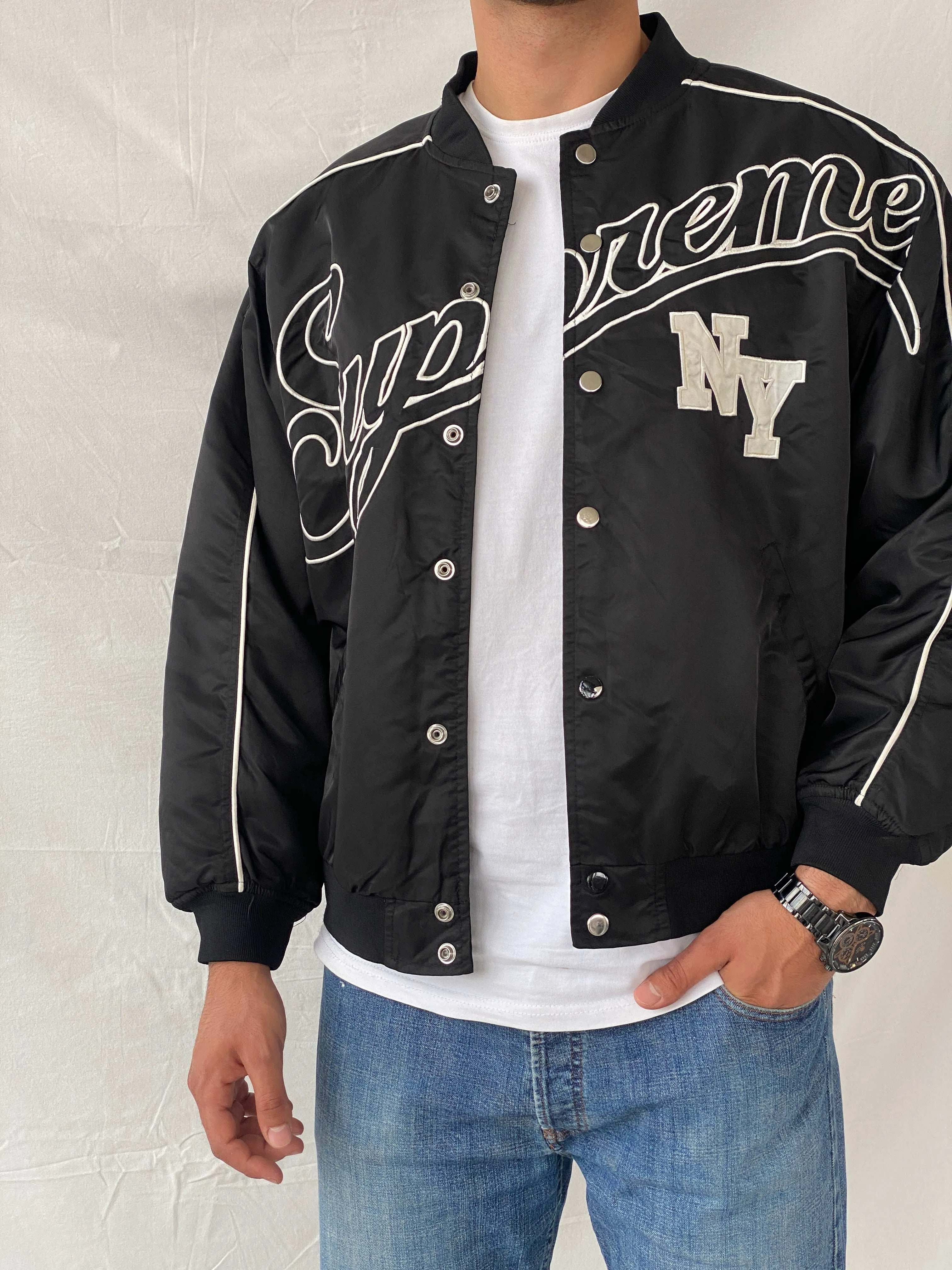 Supreme NY Windbreaker Black Bomber Jacket - XL