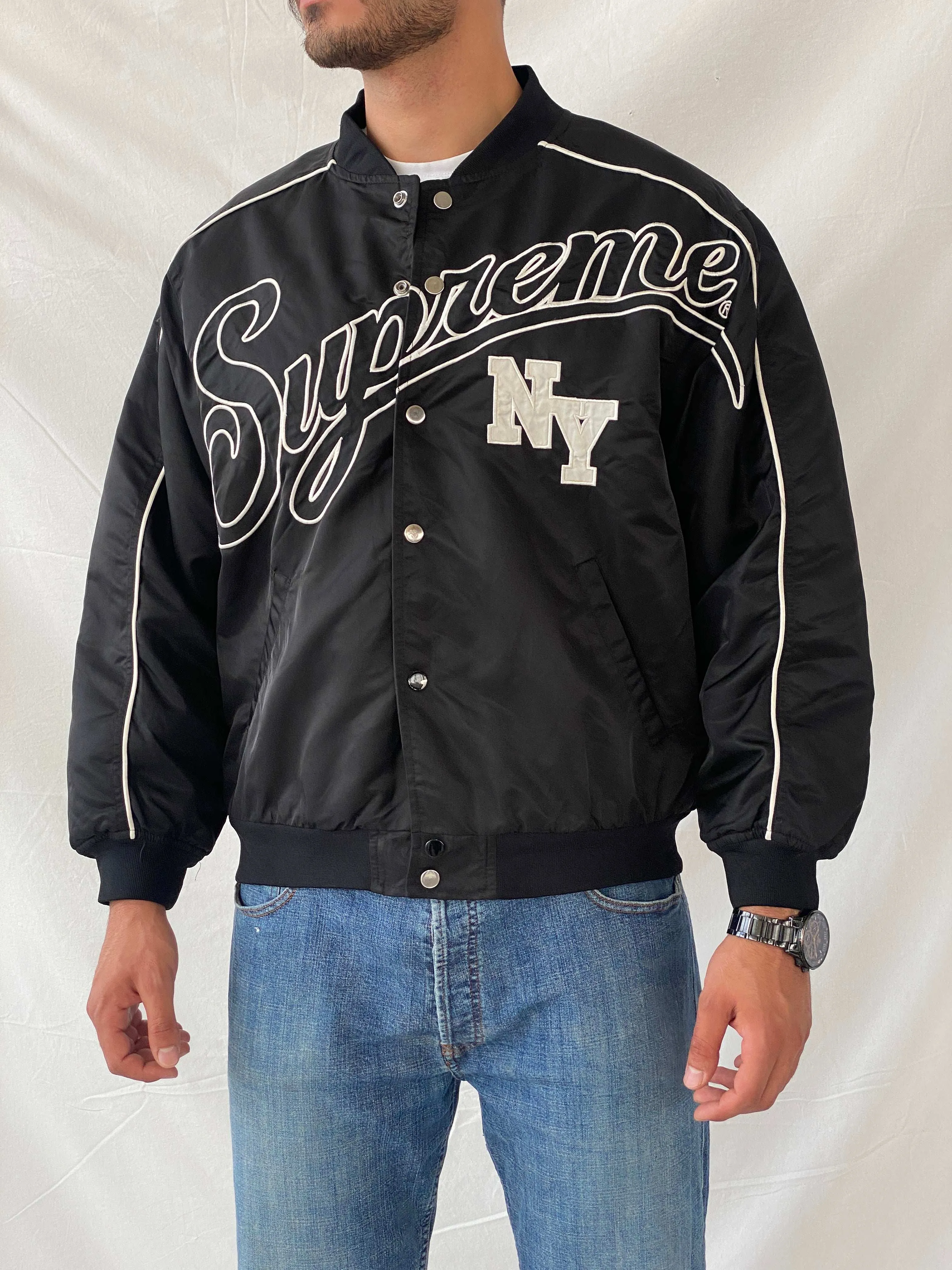 Supreme NY Windbreaker Black Bomber Jacket - XL