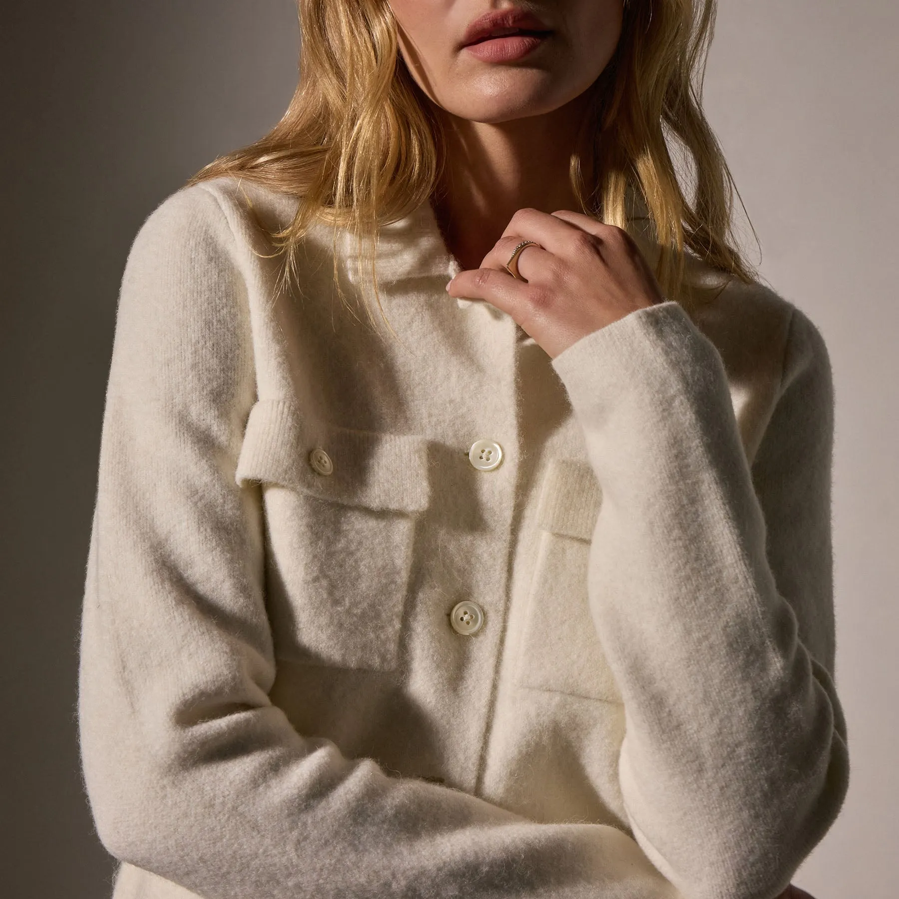 Sweater Knit Jacket - Ivory