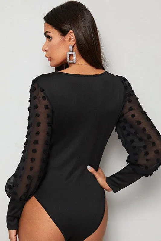 Swiss dot long sleeve bodysuit