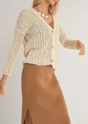 Tasha Button Front Cardi - Ivory
