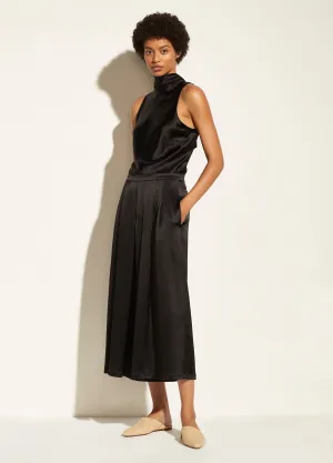 Tie Neck Satin Jumpsuit in Black