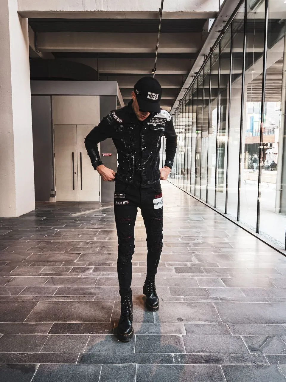 TOP NOTCH Denim Trucker Jacket - Black DH3