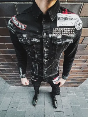 TOP NOTCH Denim Trucker Jacket - Black DH3