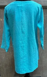 Top Pullover 1Pocket 3/4 Sleeve Teal Women's L-0037