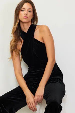 Velvet Halter Neck Jumpsuit
