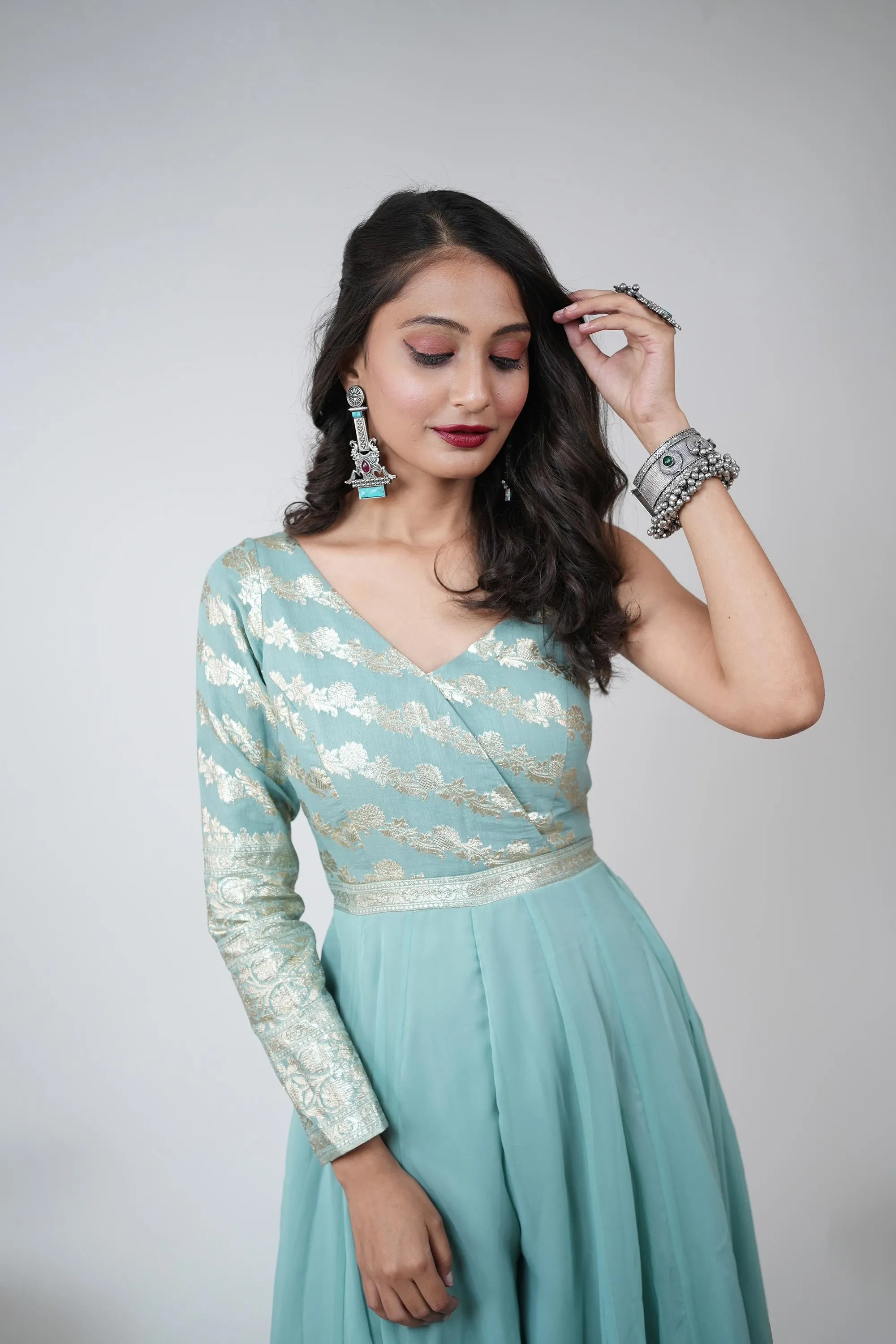 VRINDA BANARASI BROCADE JUMP SUIT