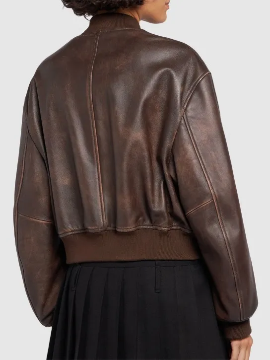 Weekend Max Mara   Hiltex leather zip bomber jacket 