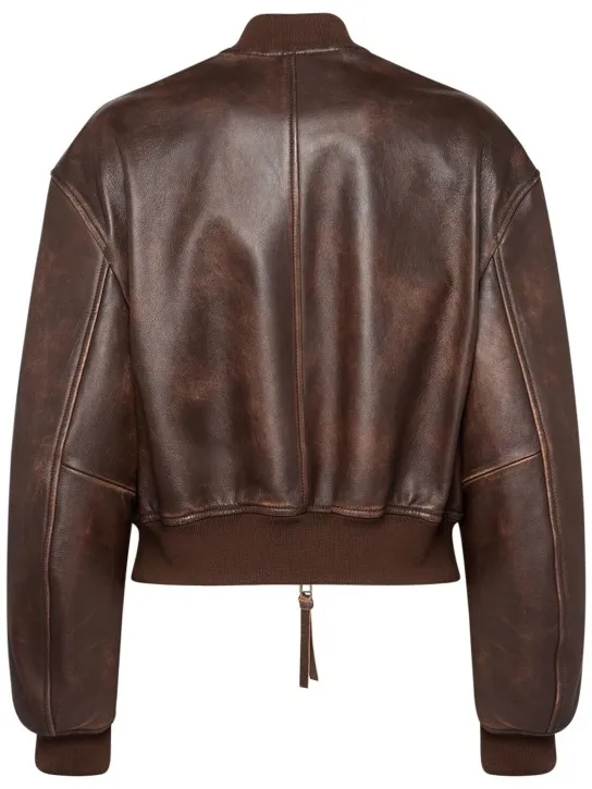 Weekend Max Mara   Hiltex leather zip bomber jacket 