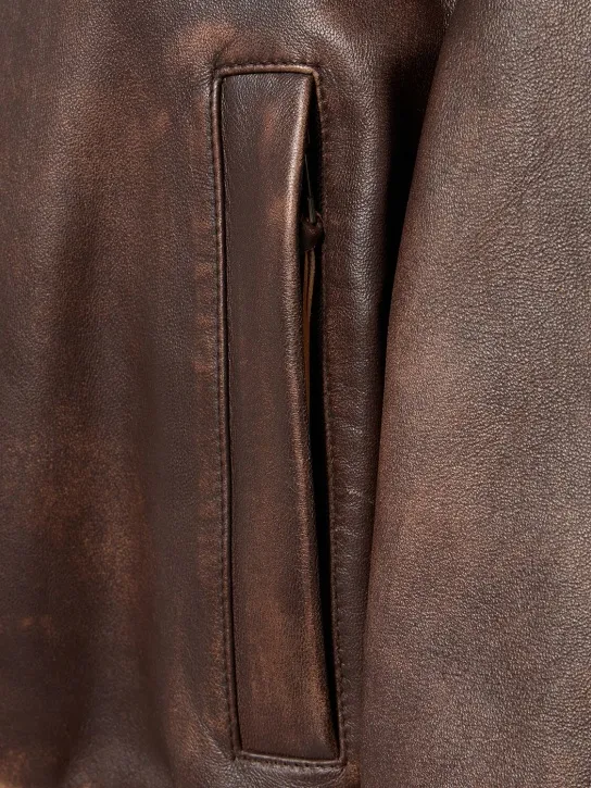 Weekend Max Mara   Hiltex leather zip bomber jacket 