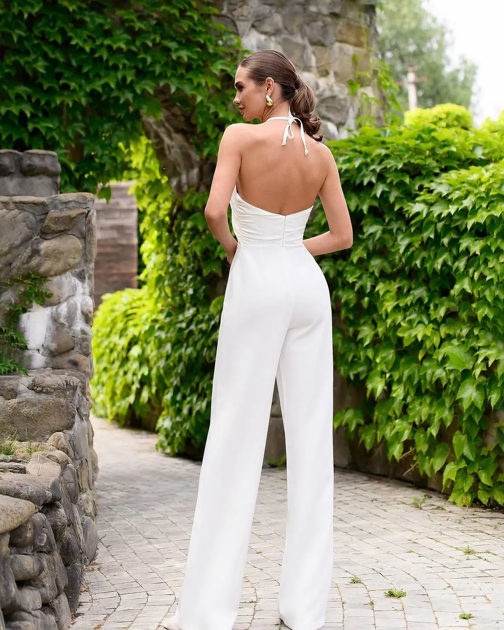 WHITE JUMPSUIT "WRAP OVER FRONT"