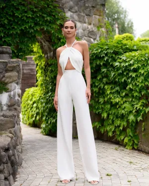 WHITE JUMPSUIT "WRAP OVER FRONT"
