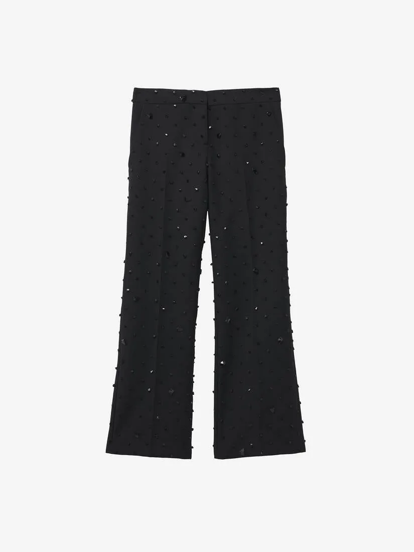 Women's Cosmic Stone Embroidery Cropped Trousers