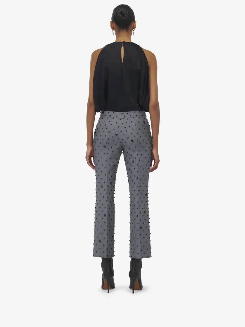 Women's Cosmic Stone Embroidery Cropped Trousers