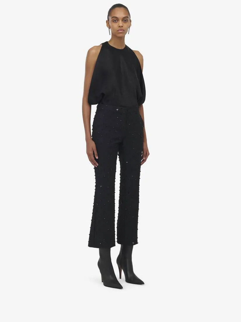 Women's Cosmic Stone Embroidery Cropped Trousers