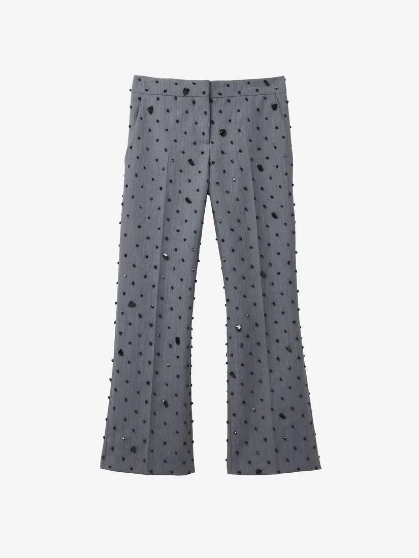 Women's Cosmic Stone Embroidery Cropped Trousers
