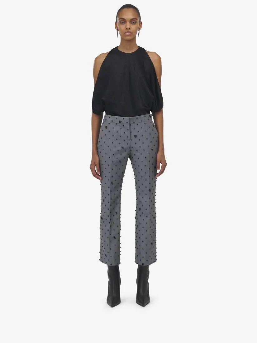 Women's Cosmic Stone Embroidery Cropped Trousers