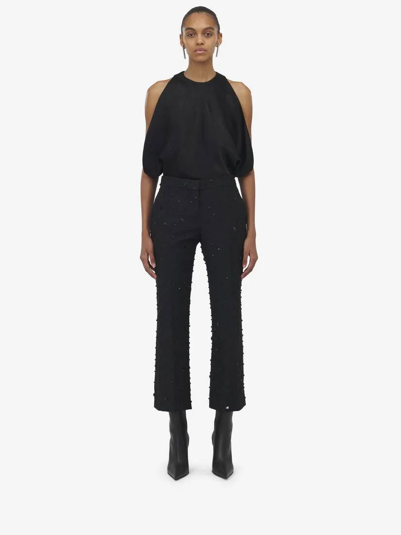 Women's Cosmic Stone Embroidery Cropped Trousers