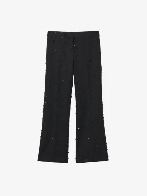 Women's Cosmic Stone Embroidery Cropped Trousers