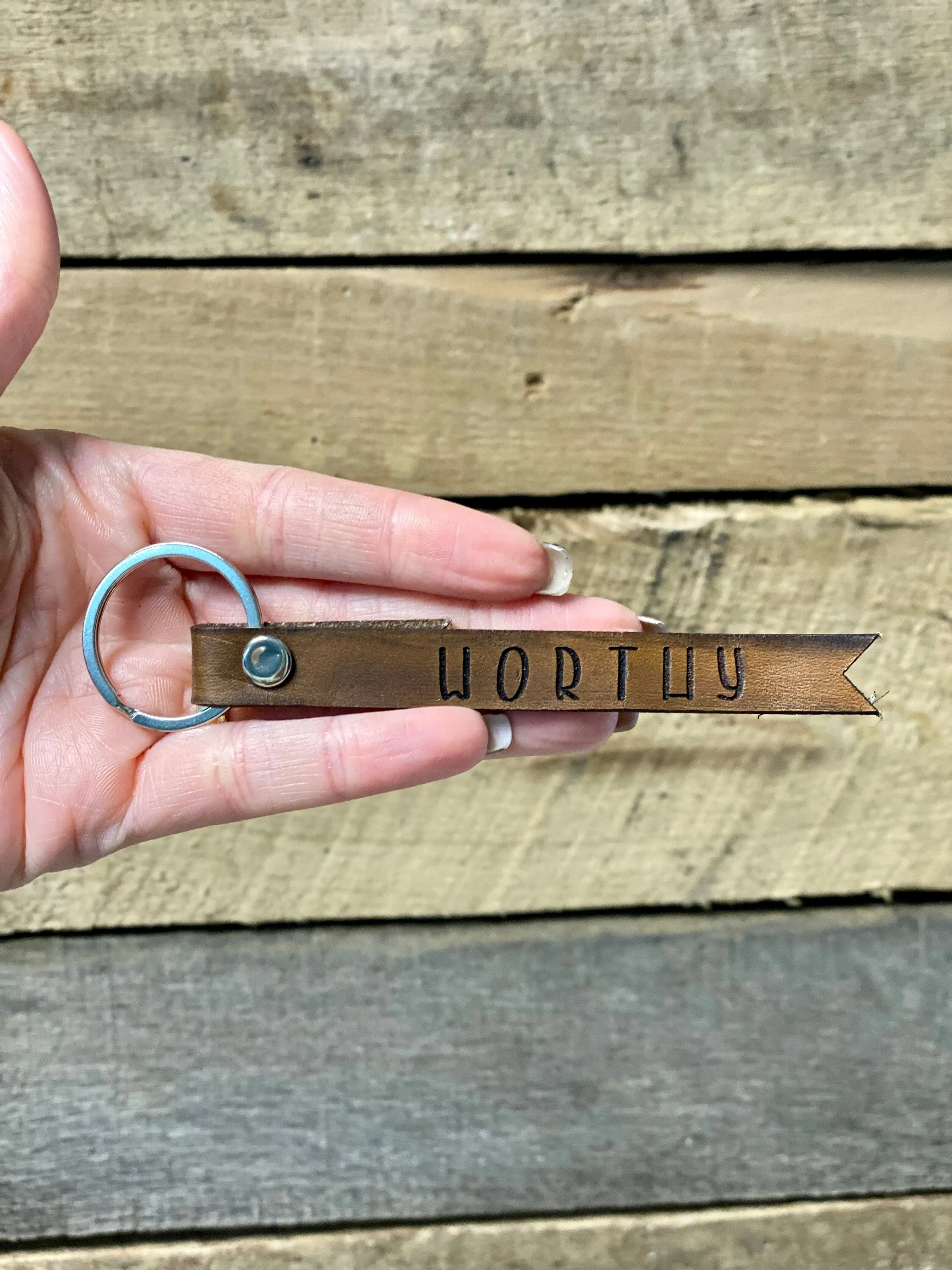 Worthy Key Chain. Veg Tan Leather.