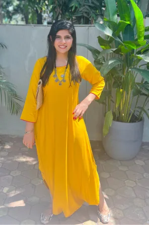 Yellow Solid Dhoti Jumpsuit
