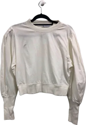 ZARA White Long Sleeve Pullover UK 10